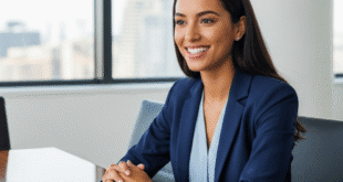 A hiring manager and a job candidate having a positive and professional discussion in a modern office, demonstrating expert interview tips in action.