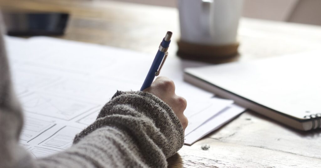 Student studying for IELTS exam